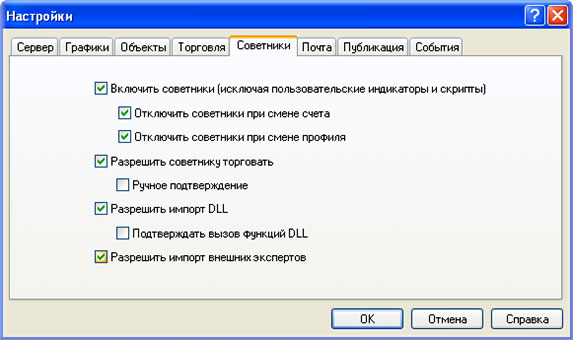 параметры советника, с использованием в MT4
