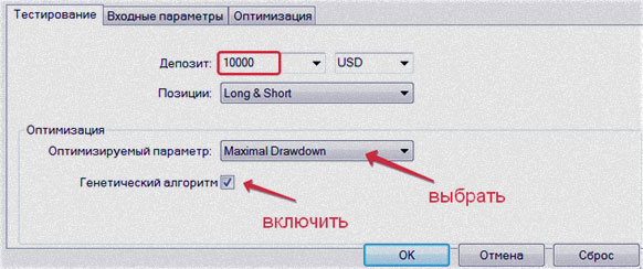 форекс советник, подбор настроек