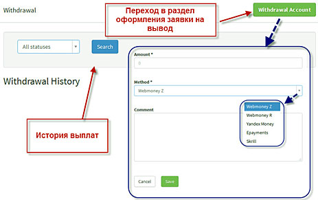 кнопка вывод и процесс