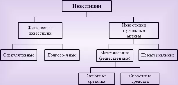 Основные виды с формами инвестиций