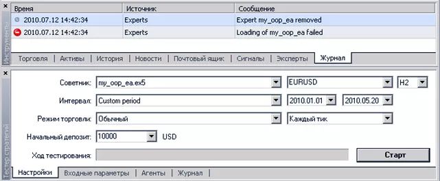 Советники Форекс, предторговое тестирование в MT4, 5