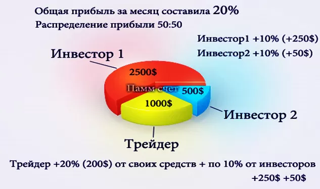 доли инвестиций в выбранном счете