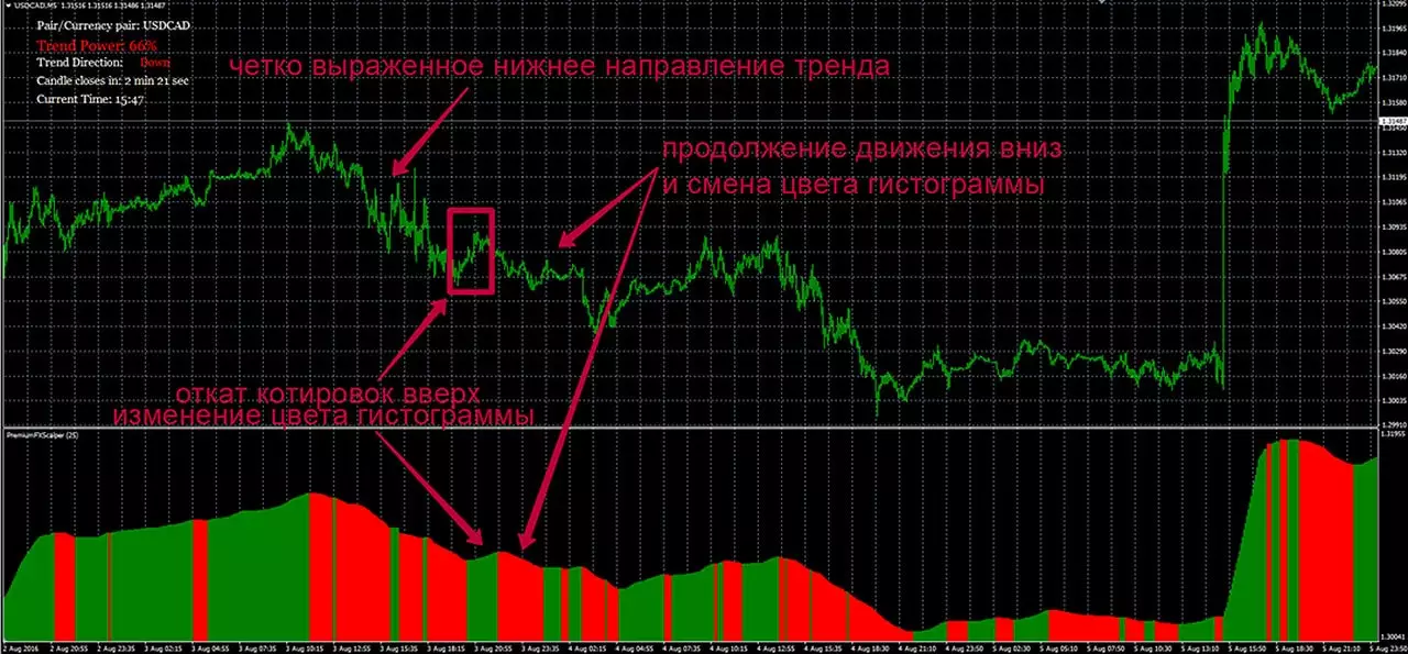 Сигнал индикатора Scalper Dream о продолжении тренда