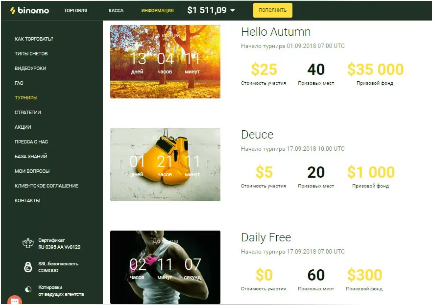 турниры бинарных опционов вбиномо