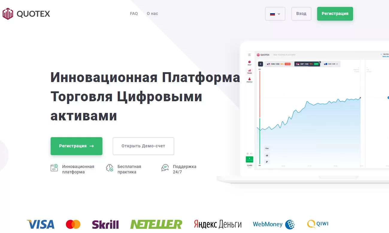 Сайт брокера Quotex.io