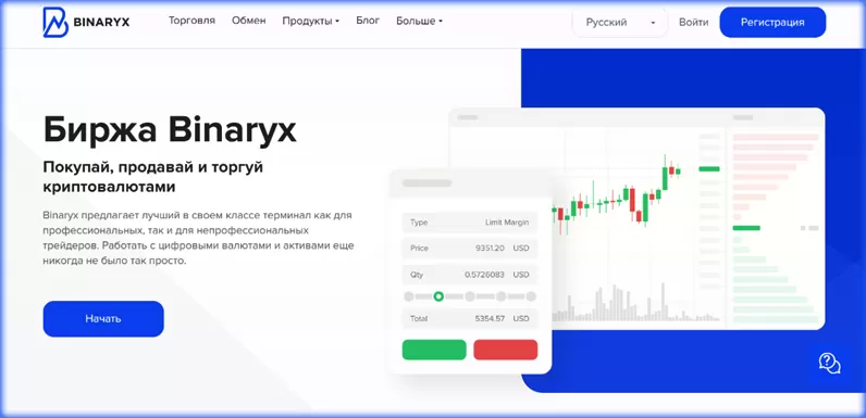 разделы сайта Binaryx com 